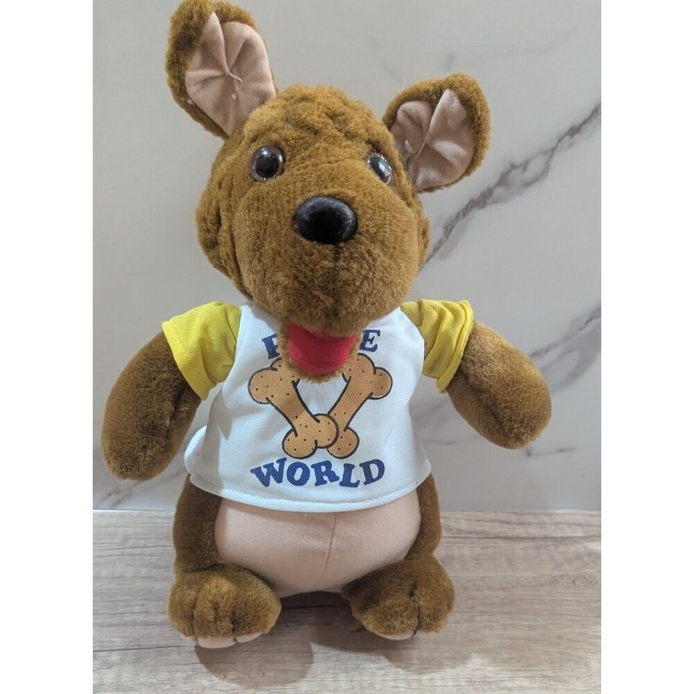 Vintage Kangaroo‎ plush Toy With "Love The World" Shirt  10"
